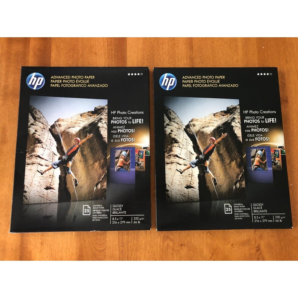 HP Advanced Photo Paper Lot of 2 Glossy 8.5 x 11 Inkjet 25 Sheets Q7852A NEW